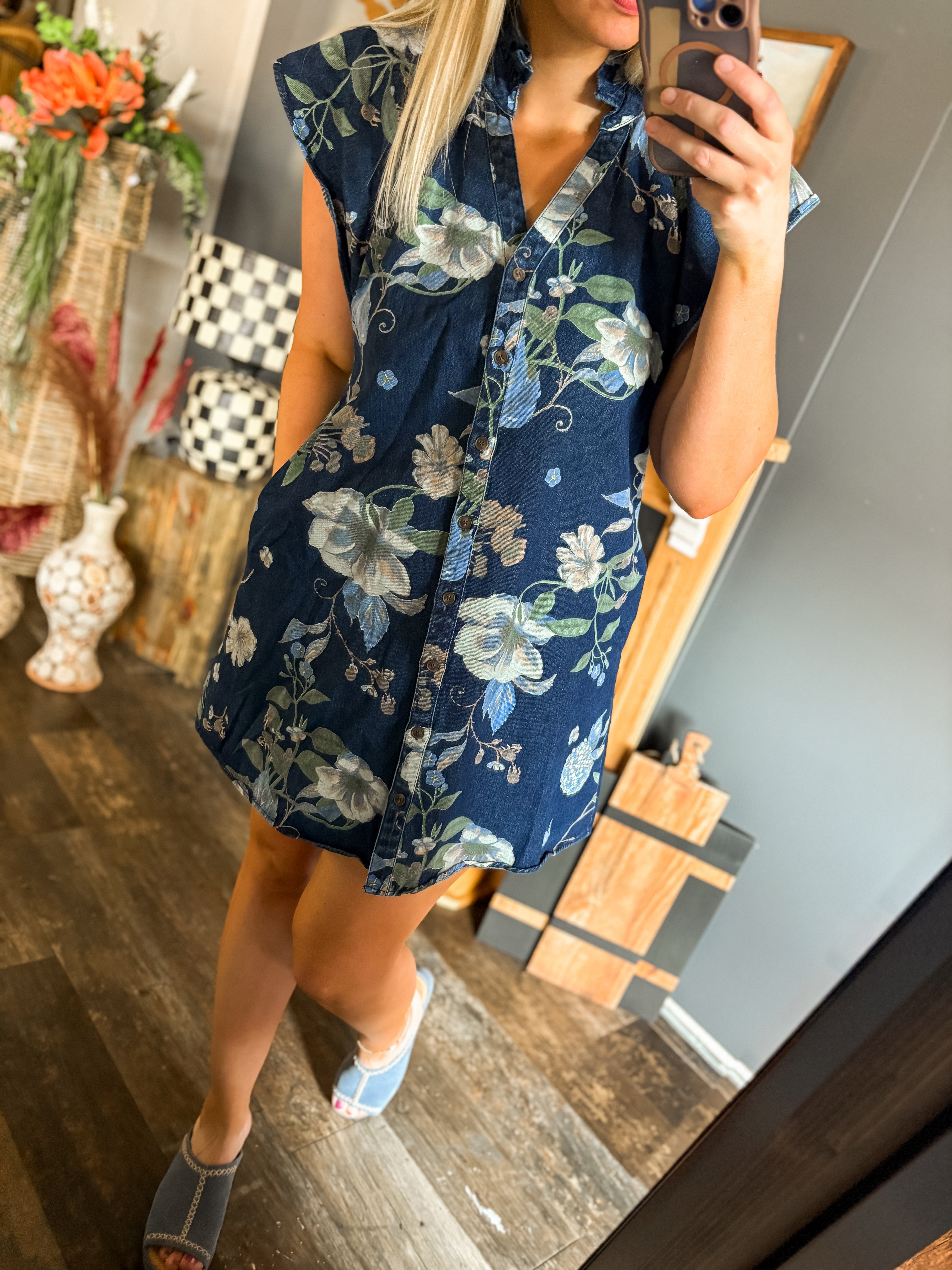 W1 Denim Floral Dress