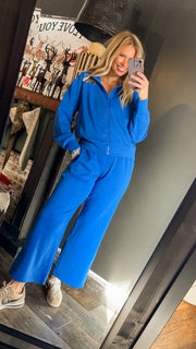 Luxe Sand Wash Rib Zip Jacket - Deep Indigo