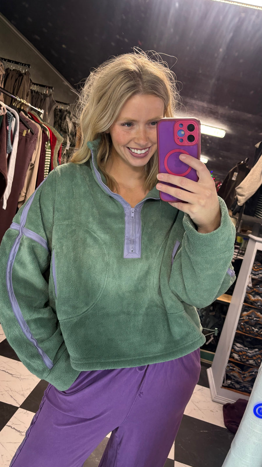 W206 Pistachio Sherpa Hoodie