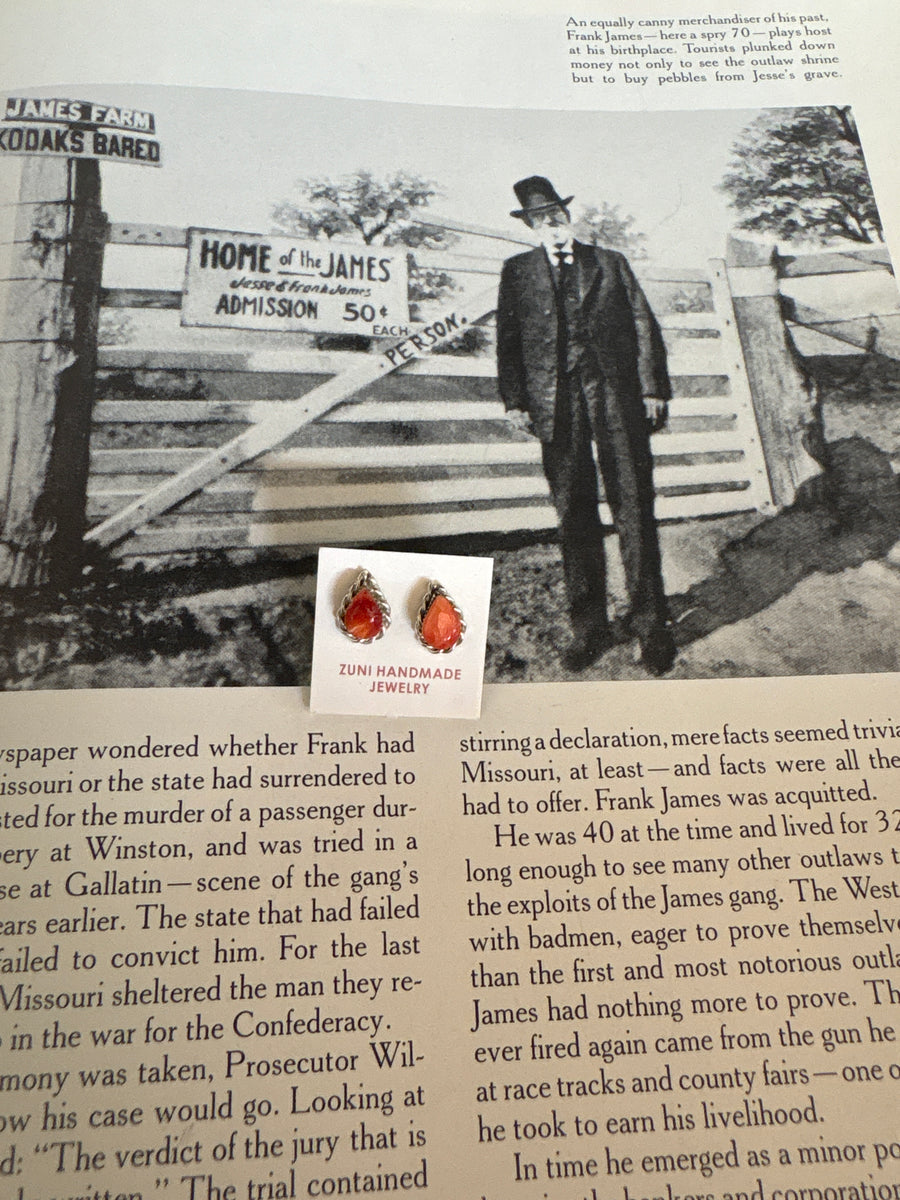 T30 Red Coral TearDrop Earring