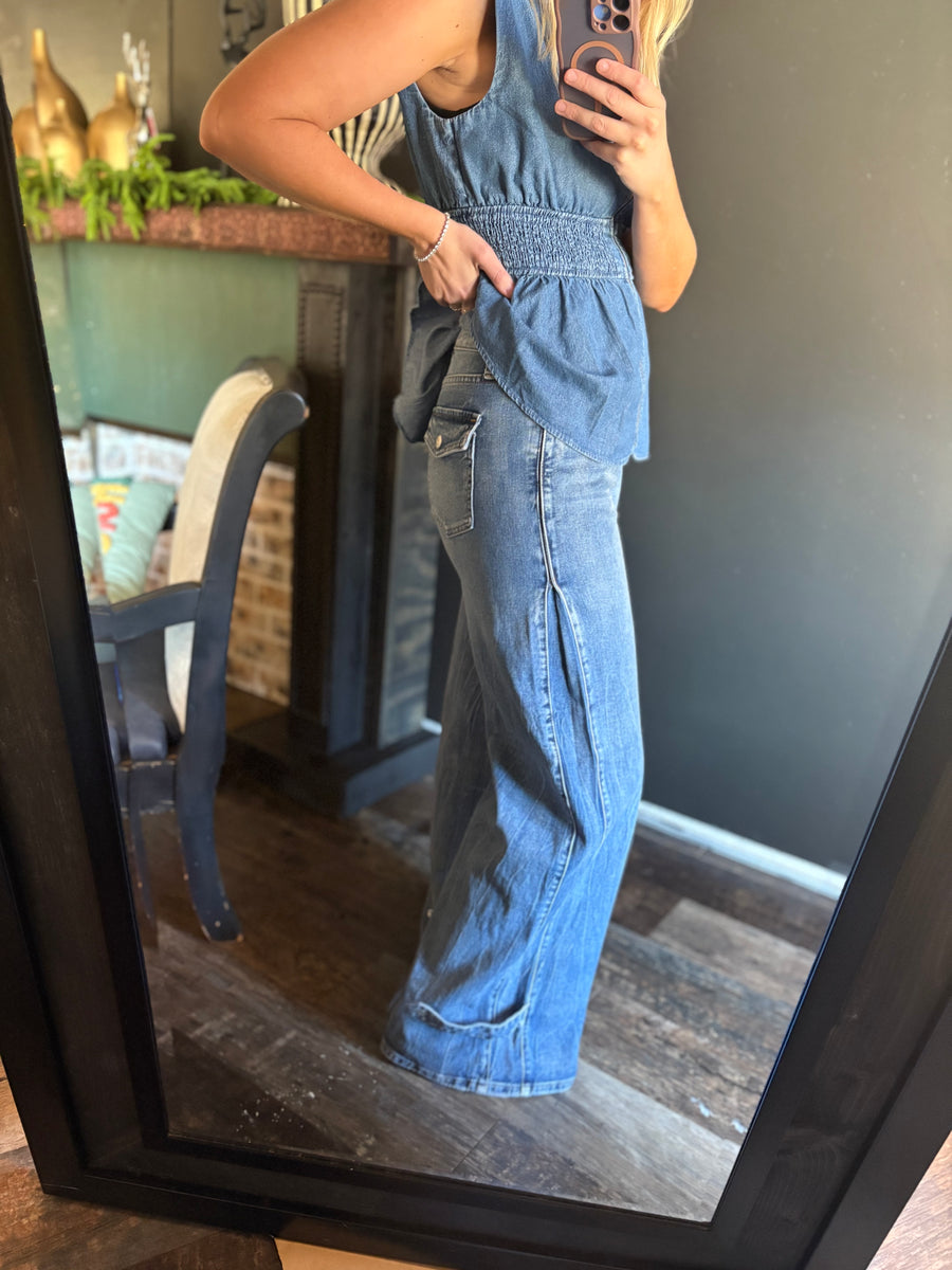 W67 Palazzo Style Wide Leg Jeans