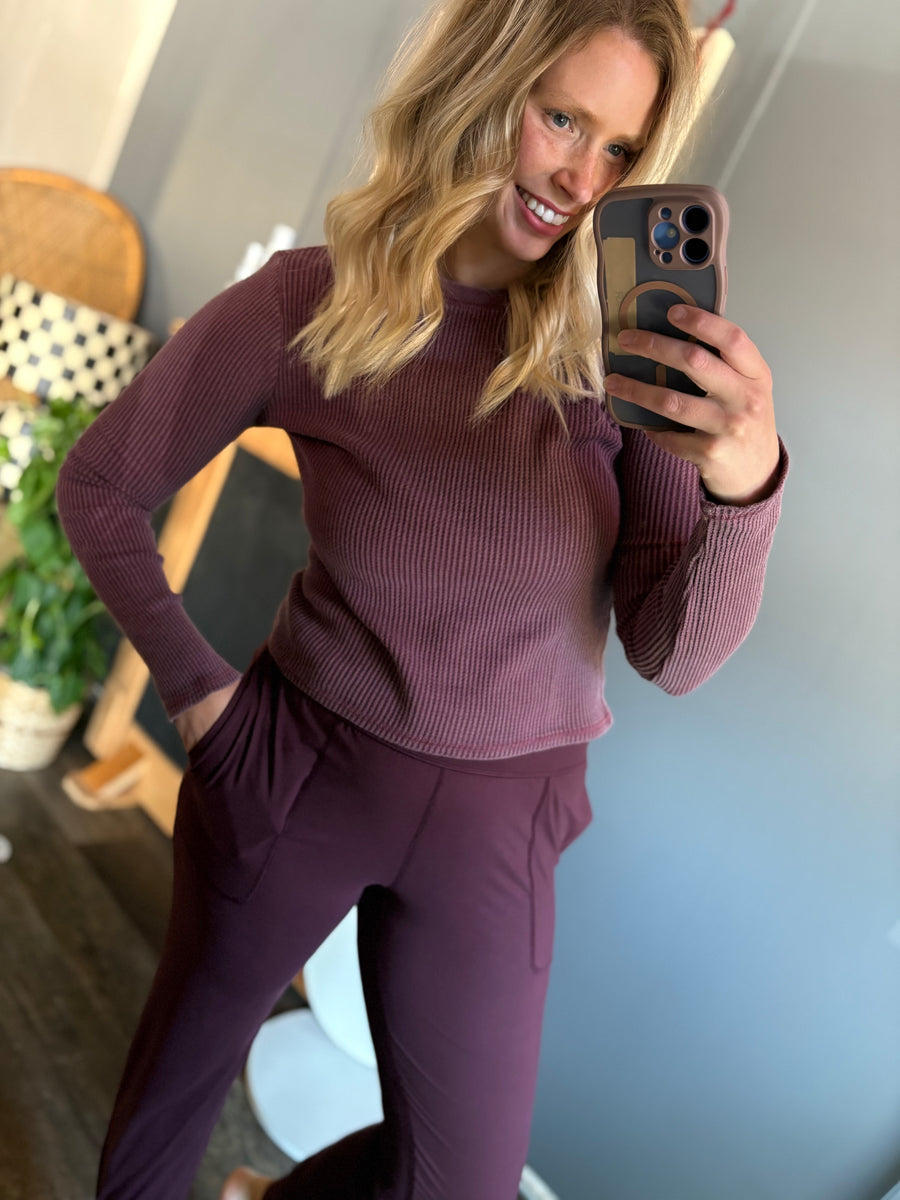 W89 Waffle L/S Top - Plum