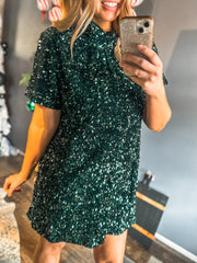 Emerald sequin dress