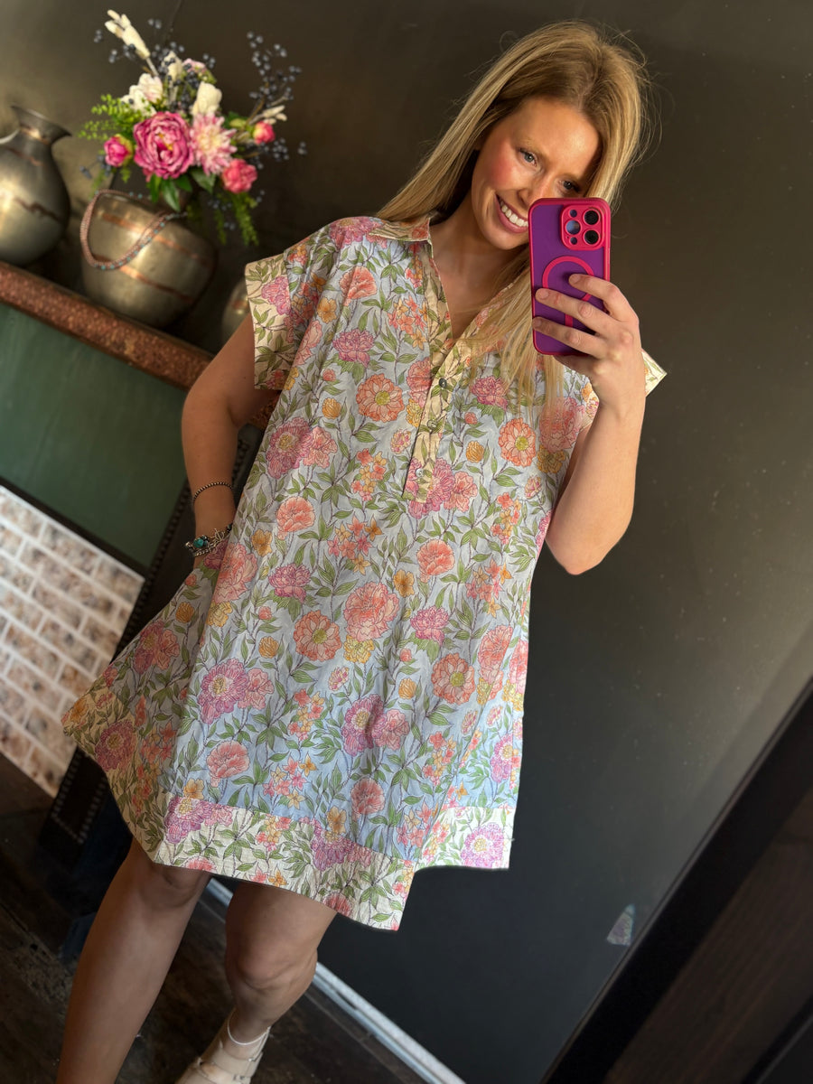 W55 Lt. Blue Floral Dress