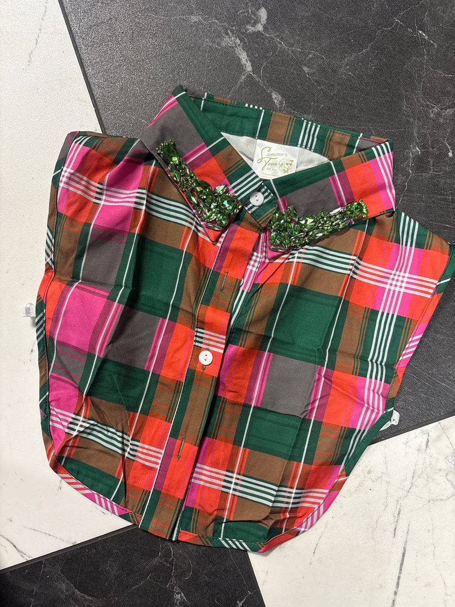 Pink/green plaid collar
