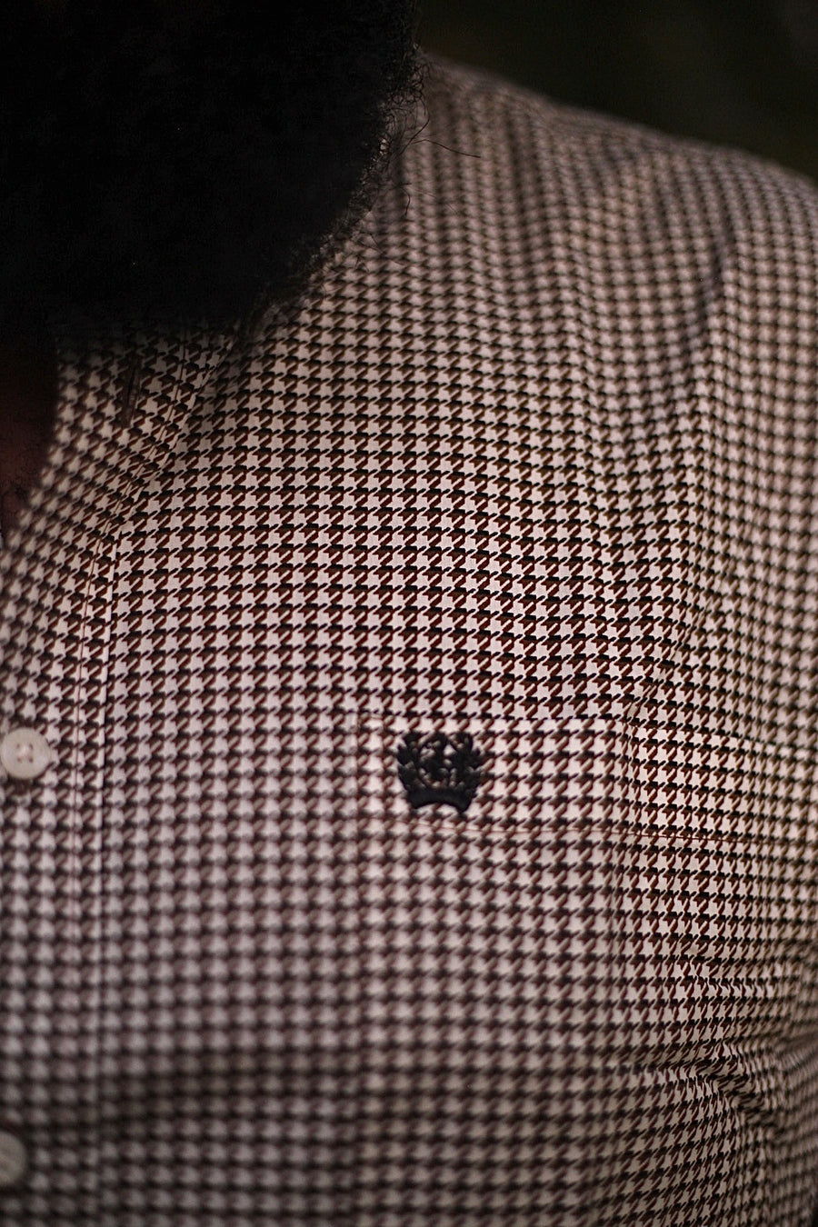 M6142 Brown Patterned Button Up