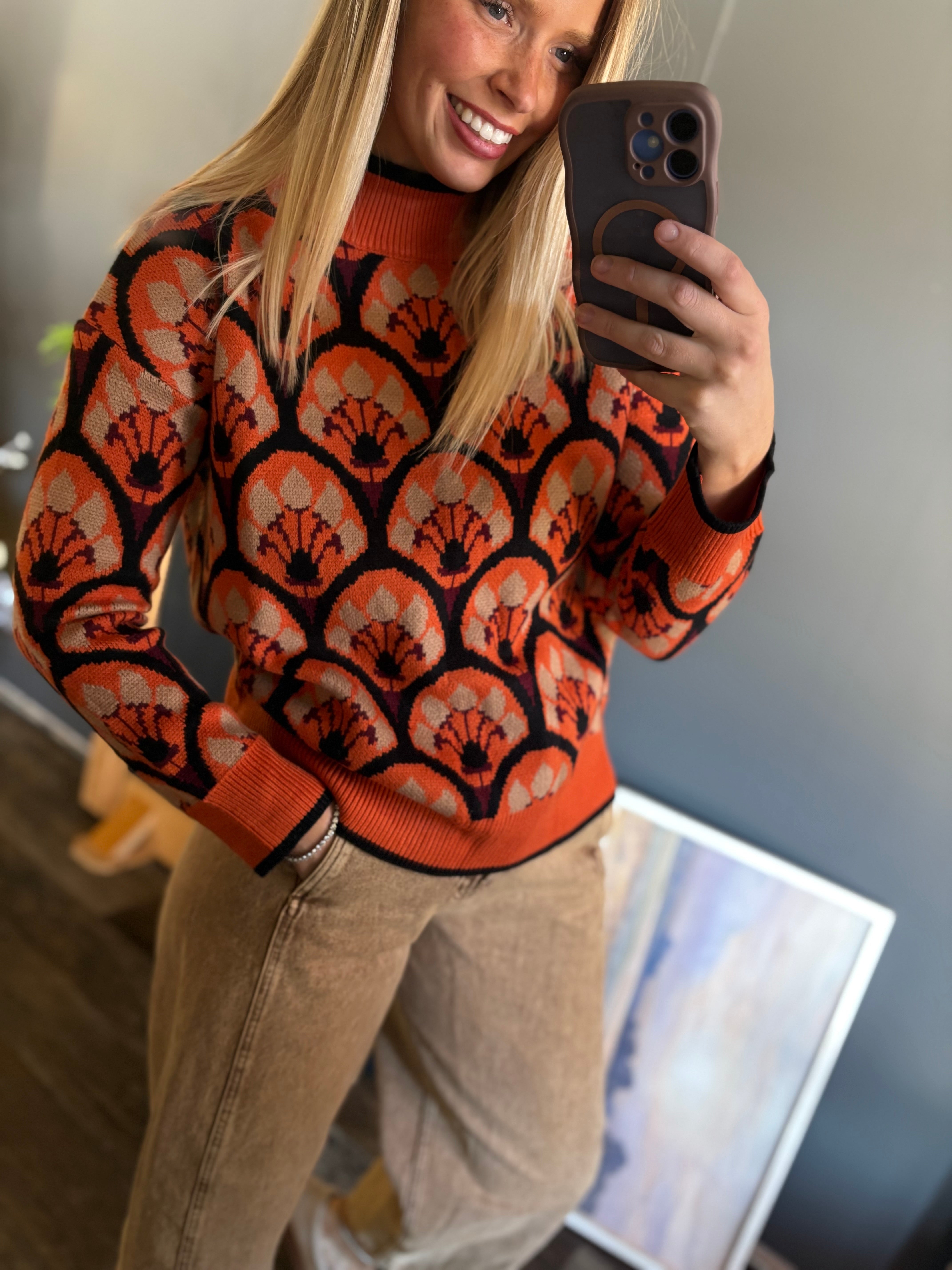 W212 Orange & Black Sweater
