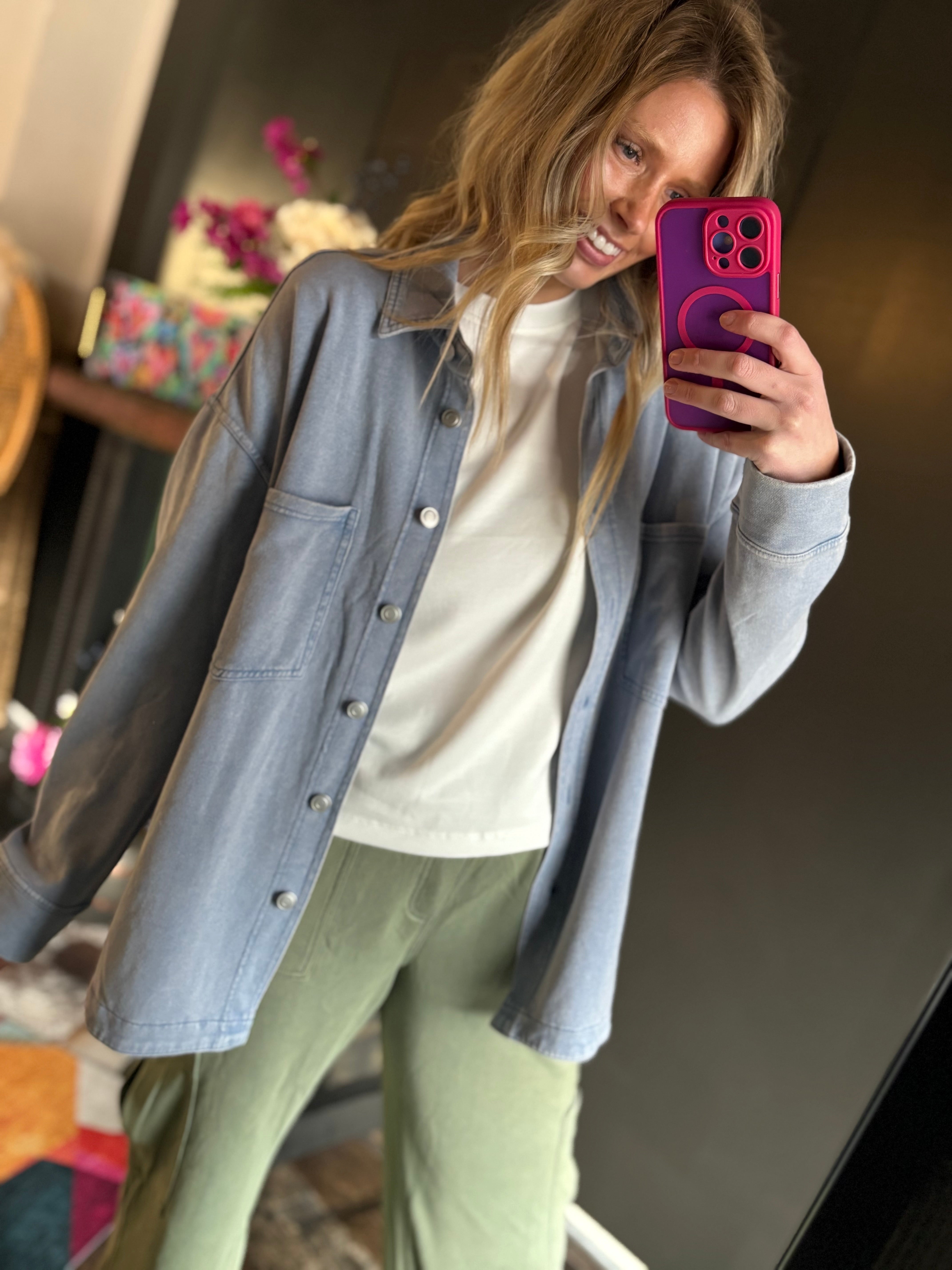 W33 Light Blue Super Soft Button Up