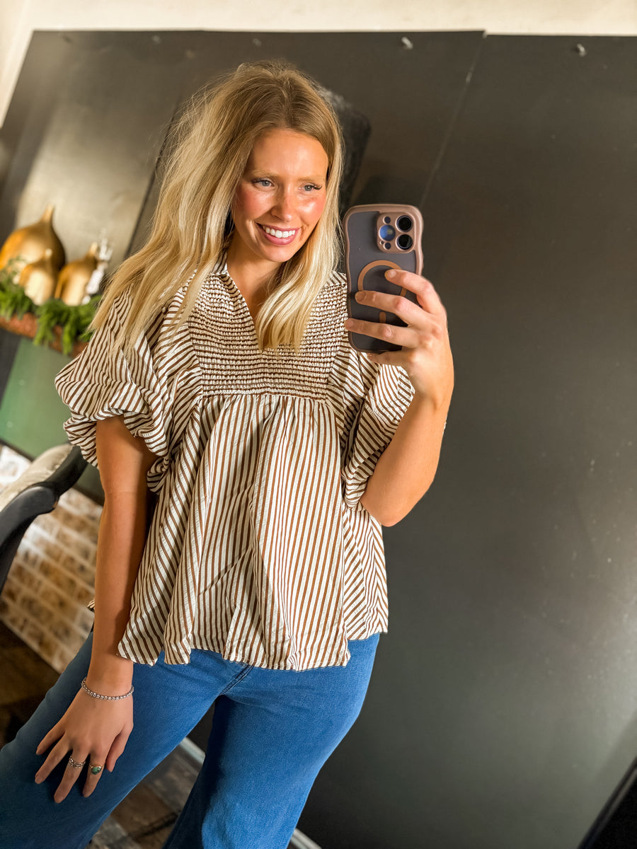 W258 Brown Striped Shirt