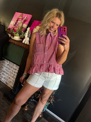 W125 Red Plaid Sleeveless Shirt
