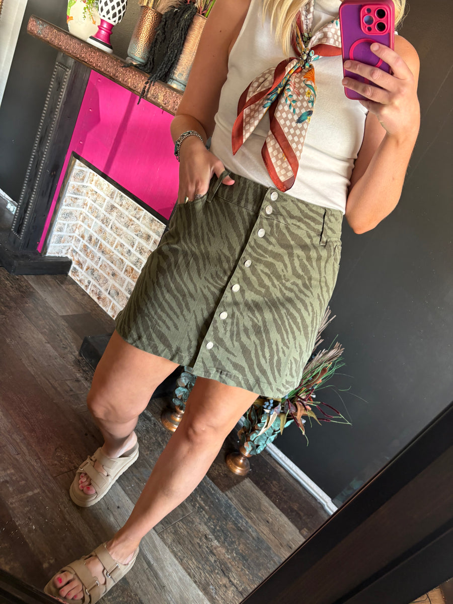 W201 Olive Zebra Skirt