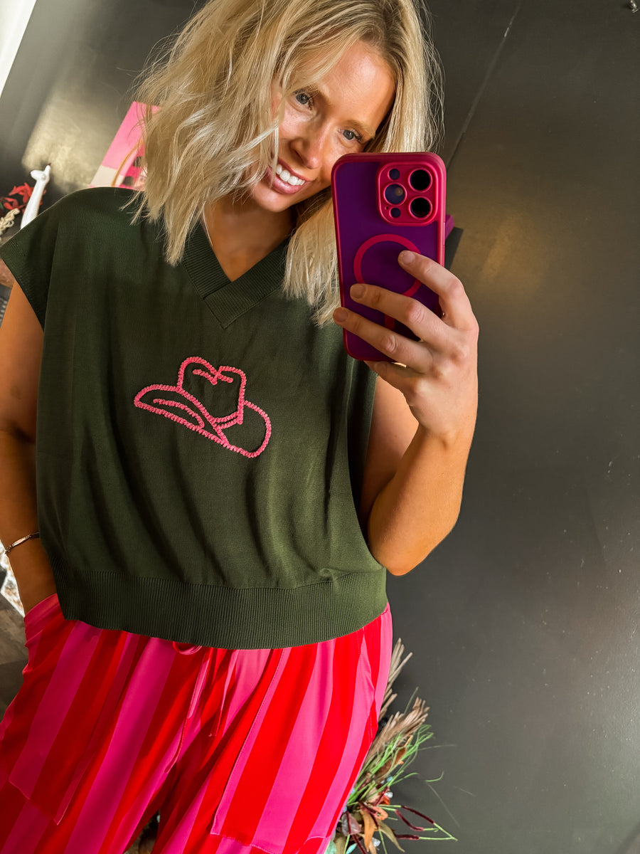 W306 Olive w/ Pink Cowgirl Hat