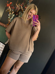 W90 Luxe Rib Dolman Top - Taupe