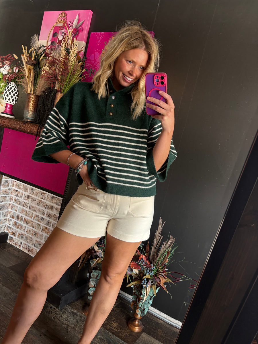 W87 Green Striped Sweater