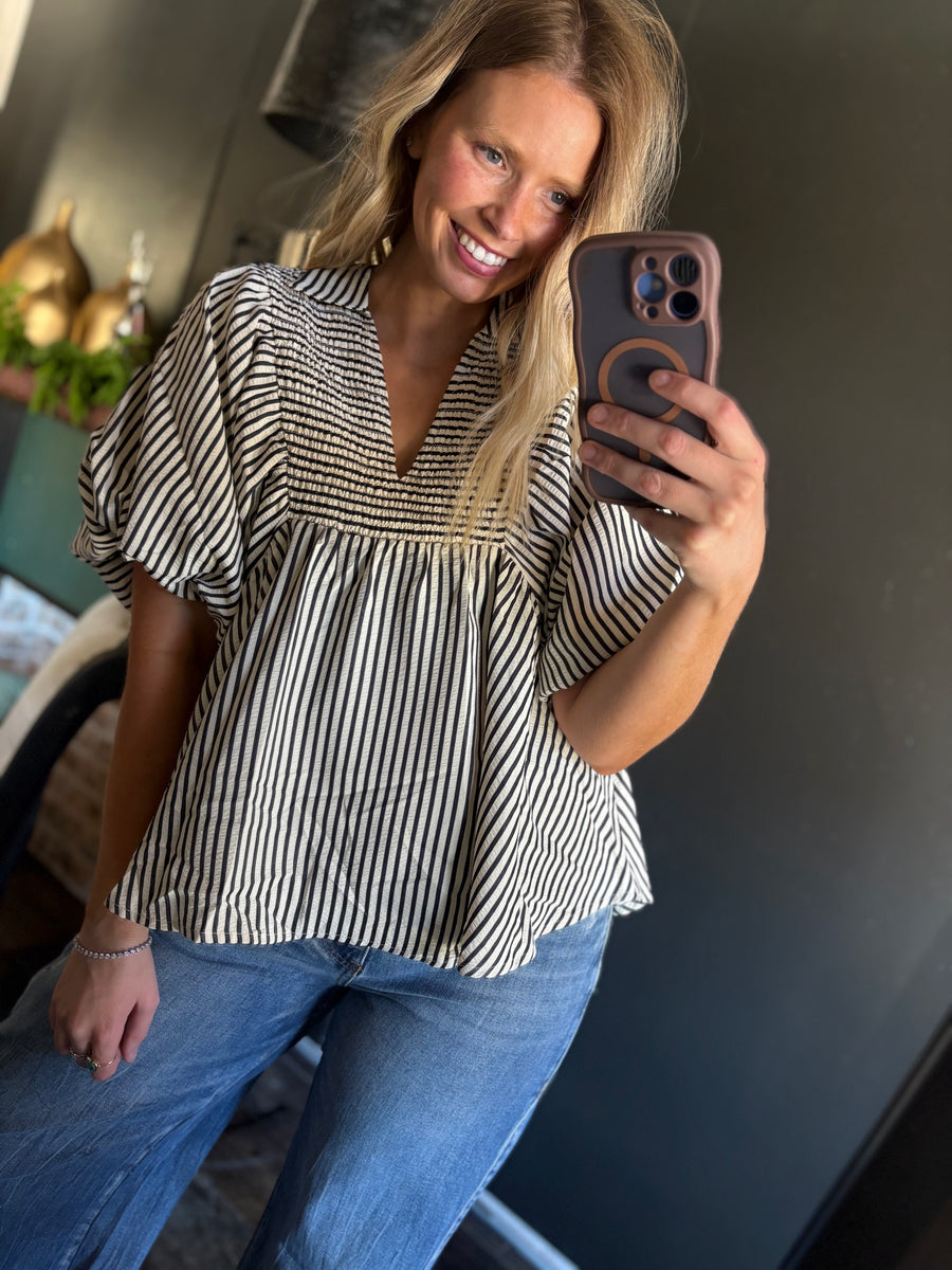 W4 Black Striped Shirt