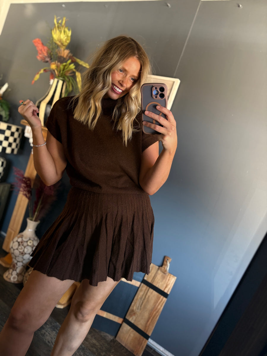 W12 Chestnut Sweater/Skirt Set