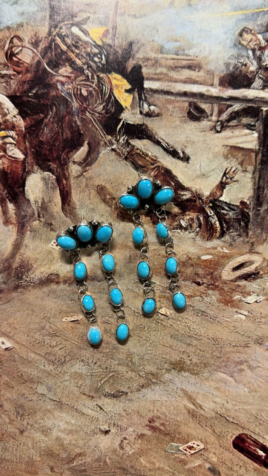 T-33 Kingman 9 stone dangle earrings