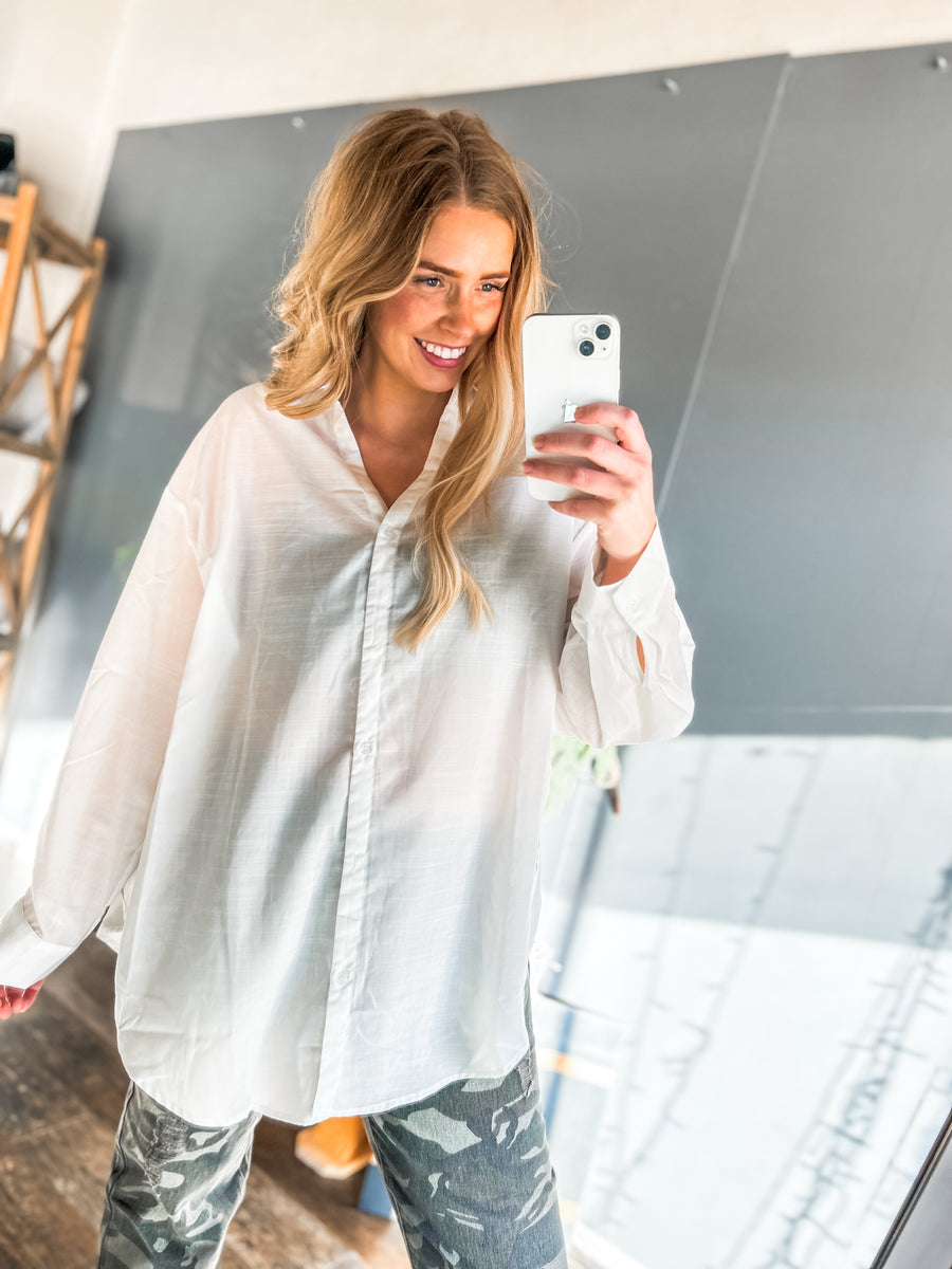 White oversized button up