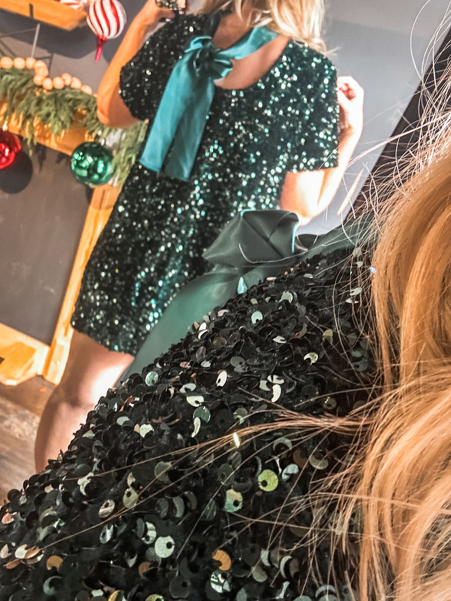 Emerald sequin dress