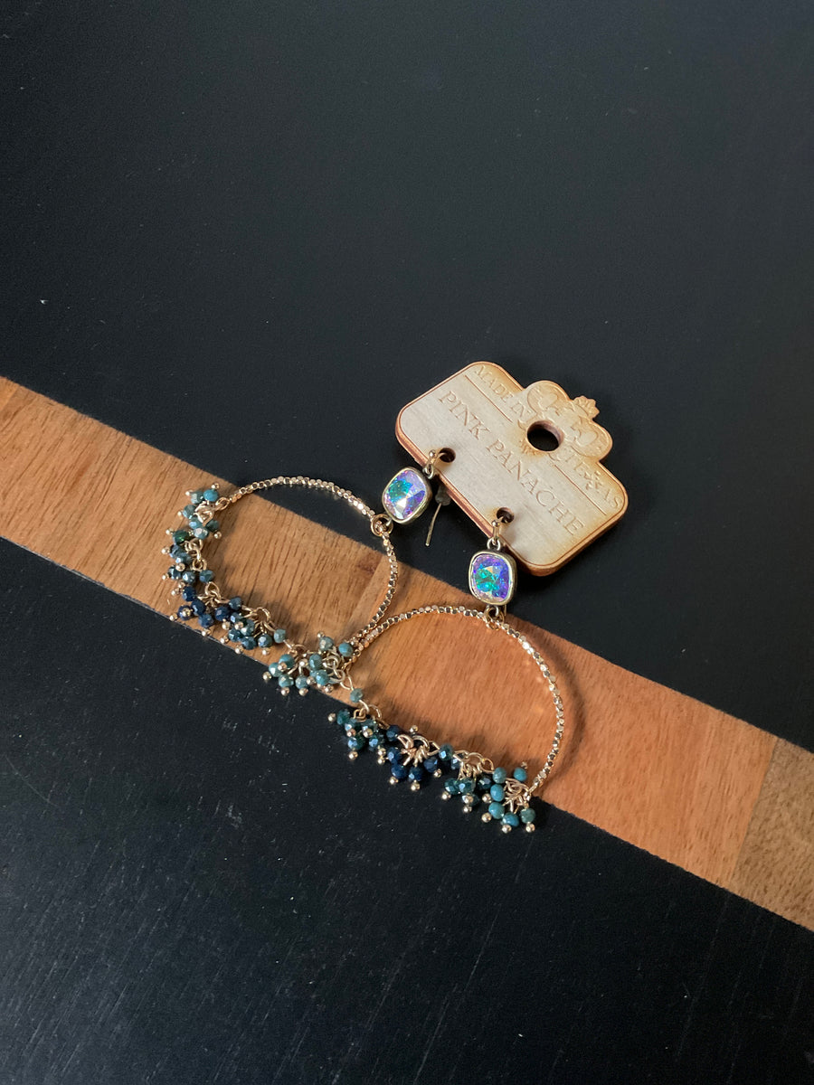 Blue beaded hoops