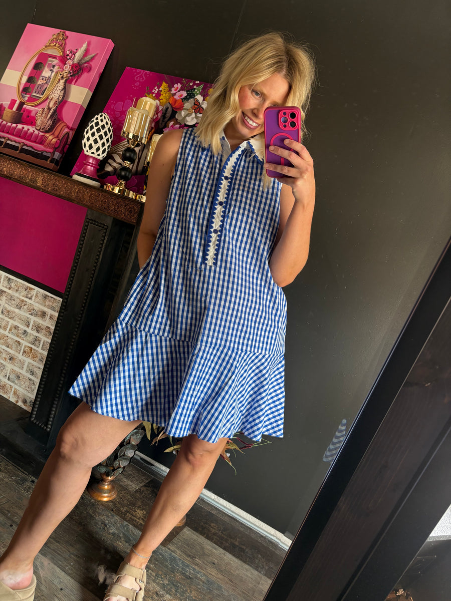 W11 Blue Plaid Dress