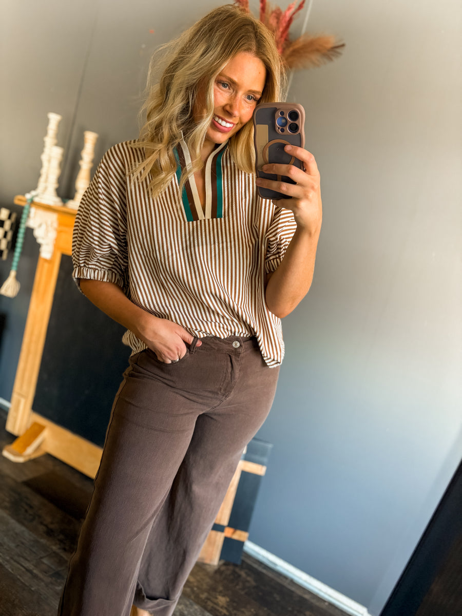 W163 Brown striped shirt