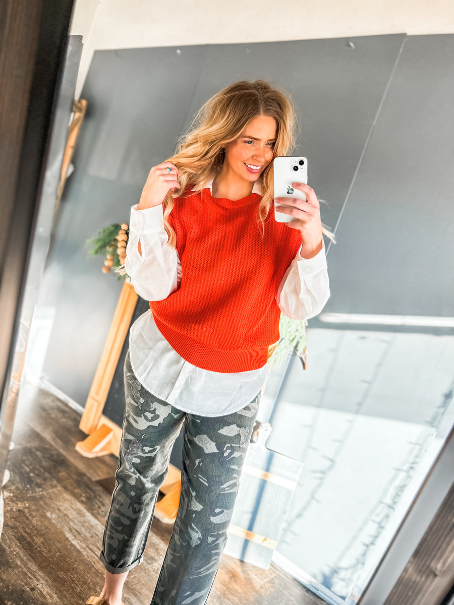 Orange knit top