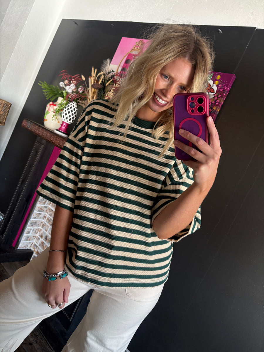 W808 Green Stripe Top