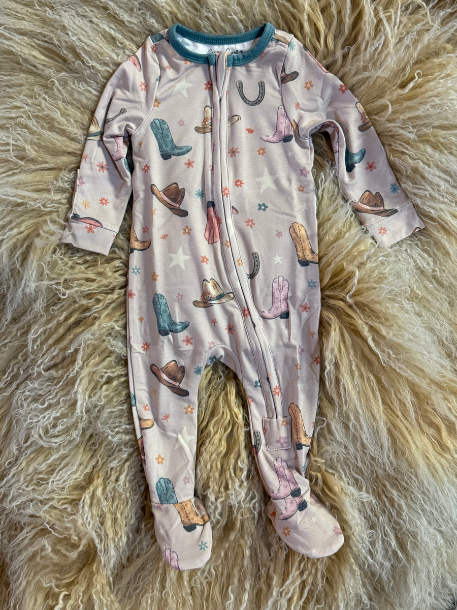 Western girl footed onsie