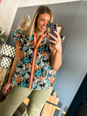 W88 Black Floral Top