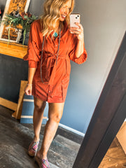 Clay Button Up Dress