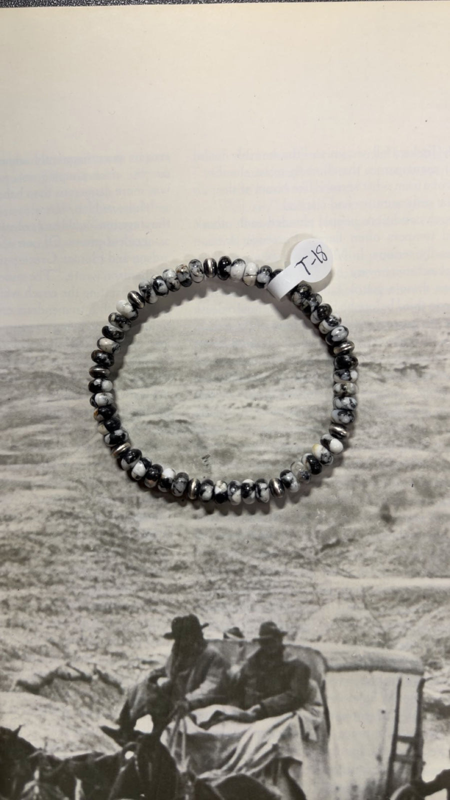 T-18 5.5mm saucer pearl and marble stretch bracelet