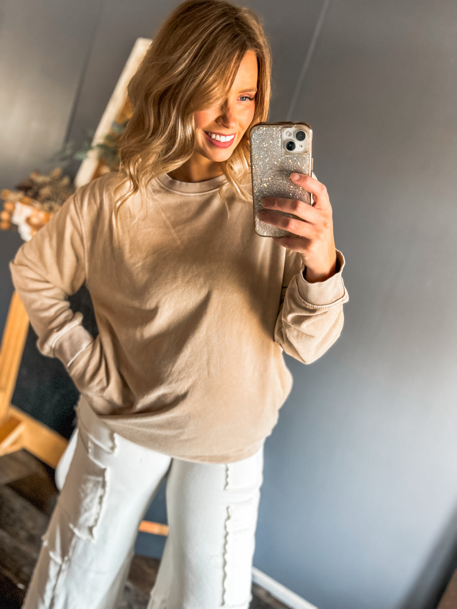 Taupe Sweatshirt with pockets