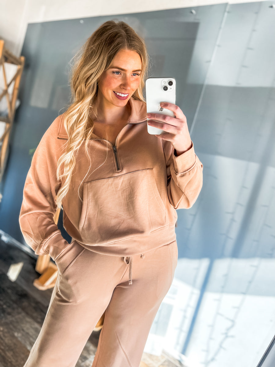 Taupe modal quarter zip