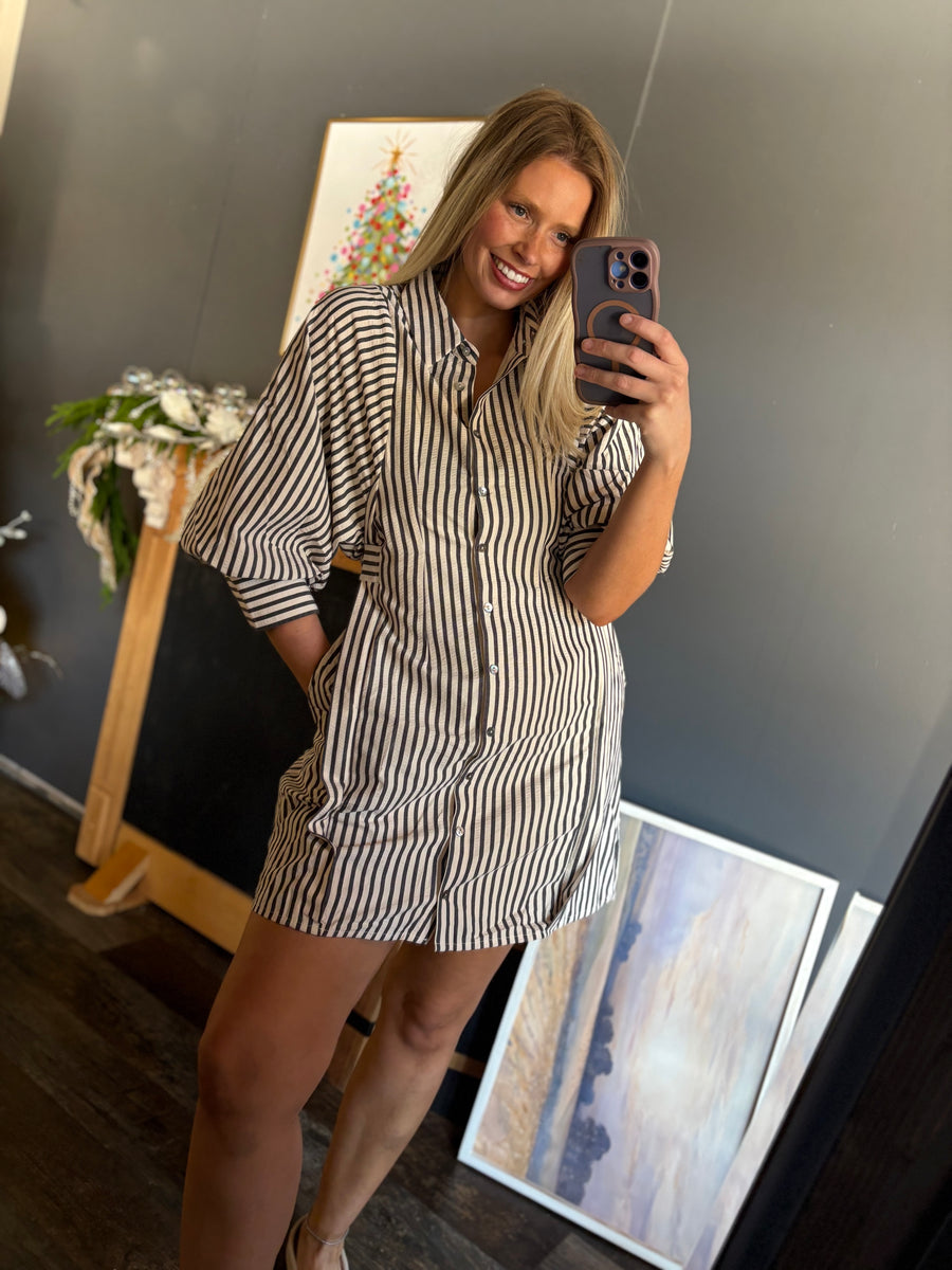 W207 Black Striped Dress
