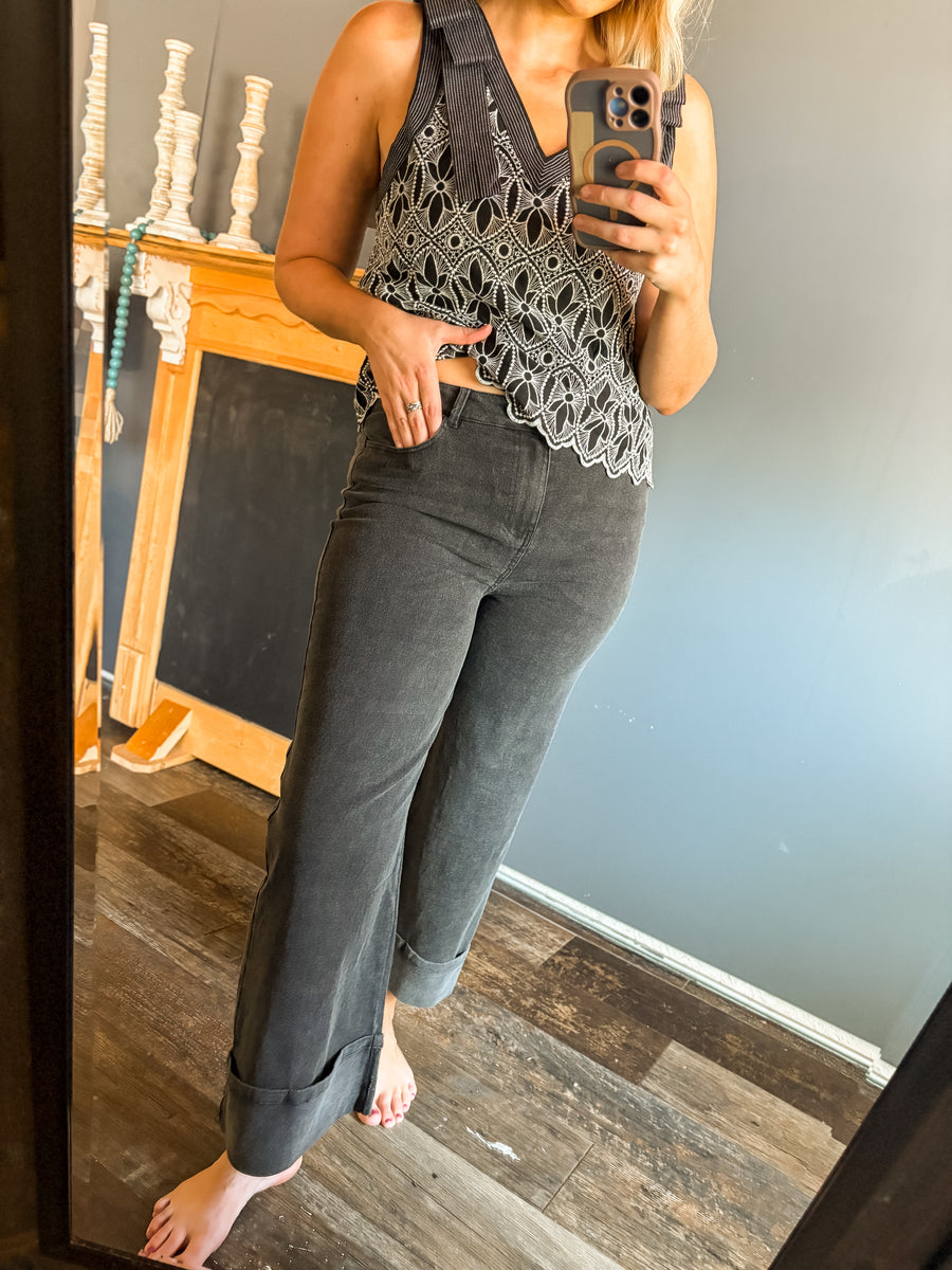 Black cuff jeans
