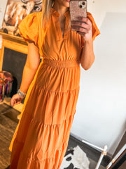 Orange tiered maxi dress