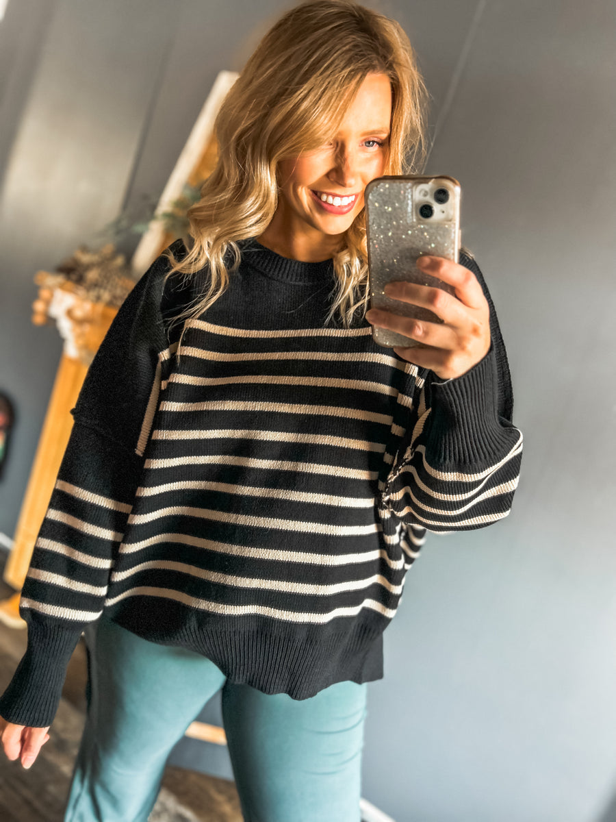 Black striped sweater