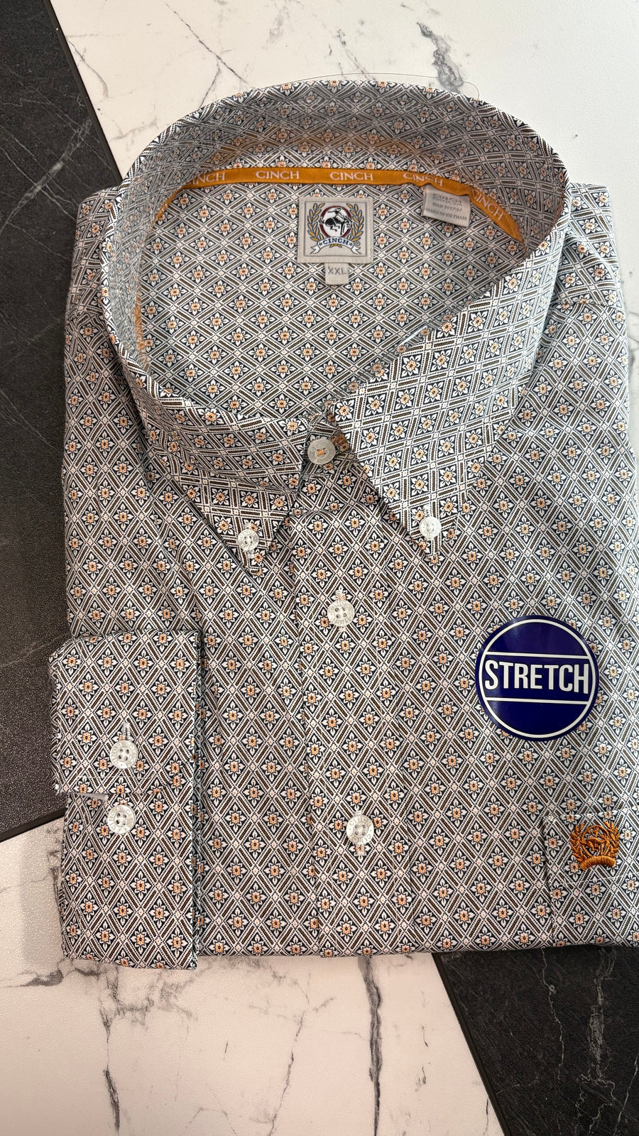 M6133 Blue Patterned Button Up