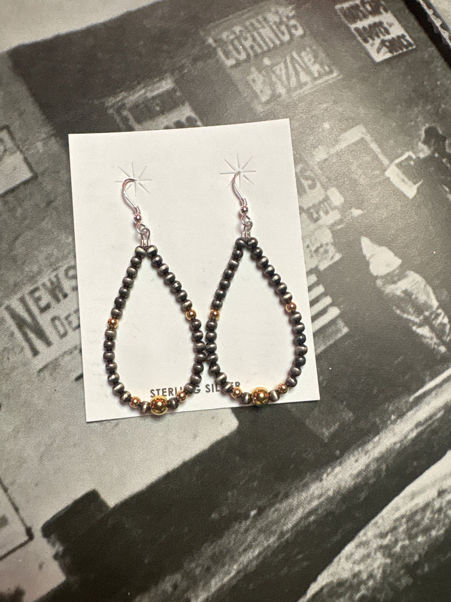 T78 Navajo & 14K Gold Teardrop Earring