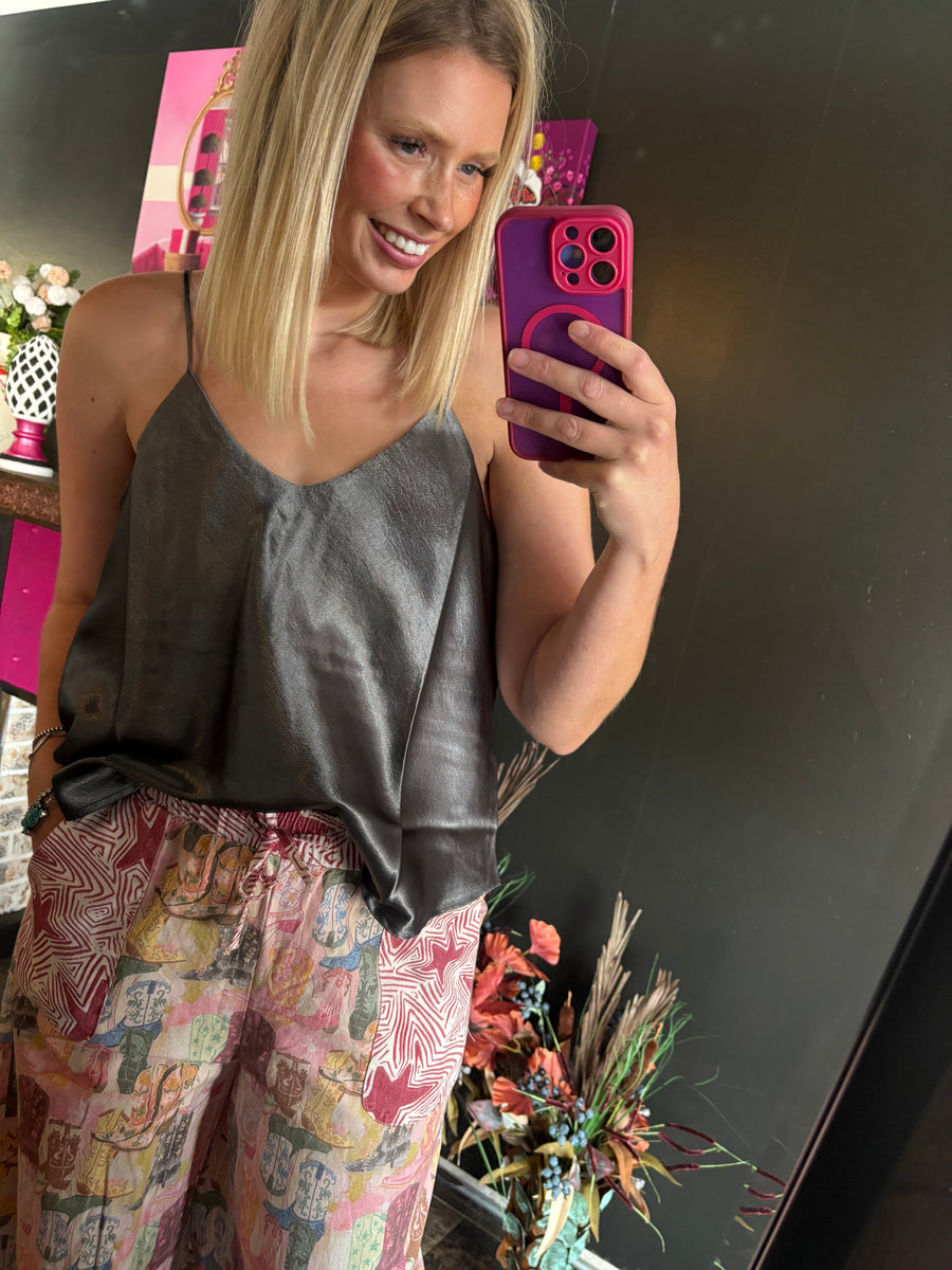 W156 Dark Gray Silky Tank