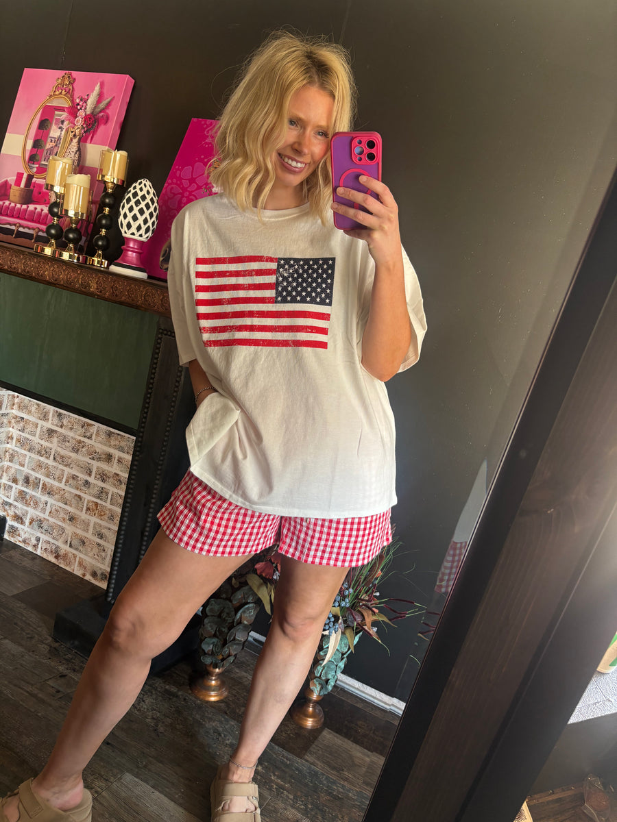 White American Flag Boyfriend Tee