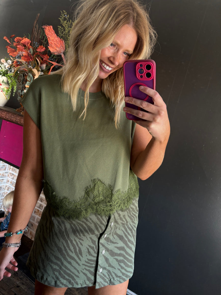 W149 Olive Lace Top