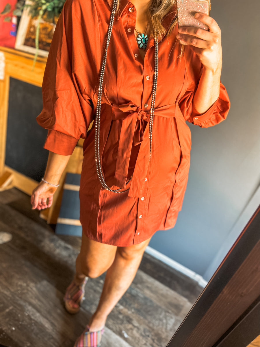 Clay Button Up Dress