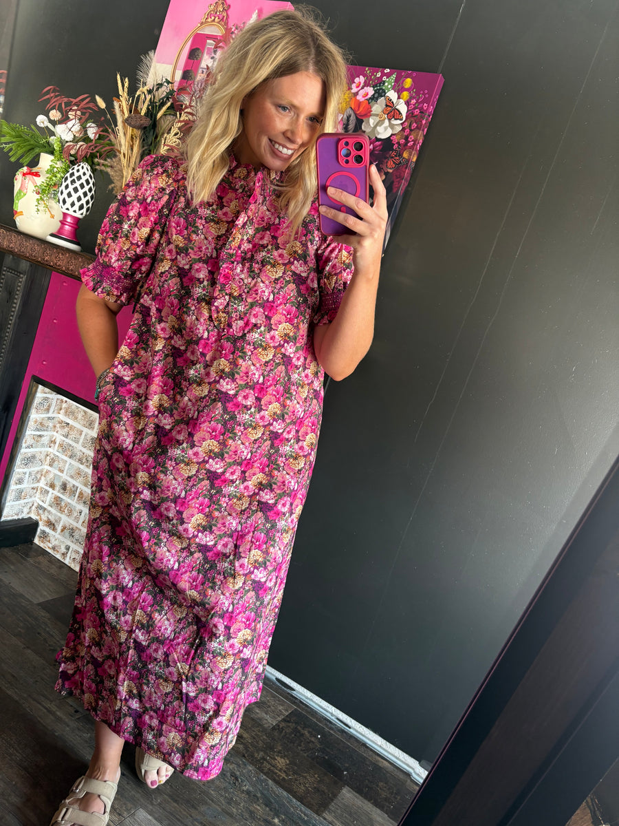 W840 Magenta Floral Dress