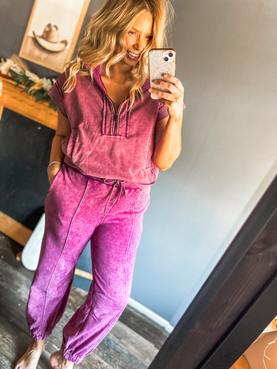 Purple washed jogger set