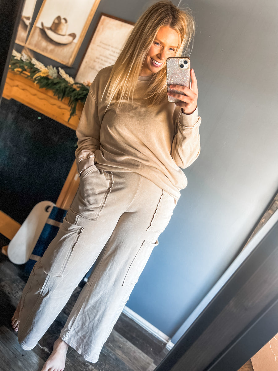 Taupe cargo sweatpants