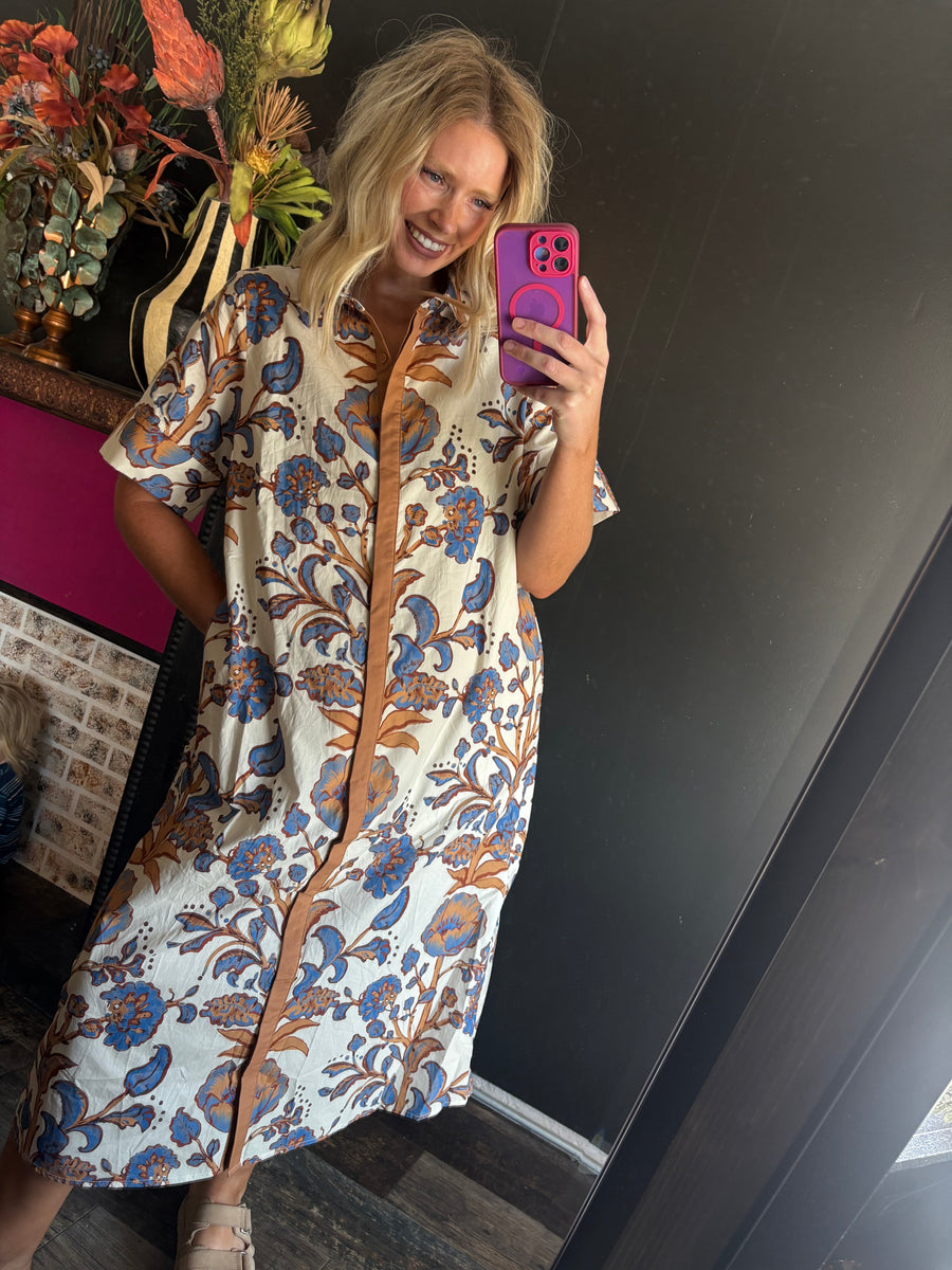 W337 Cream Floral Dress