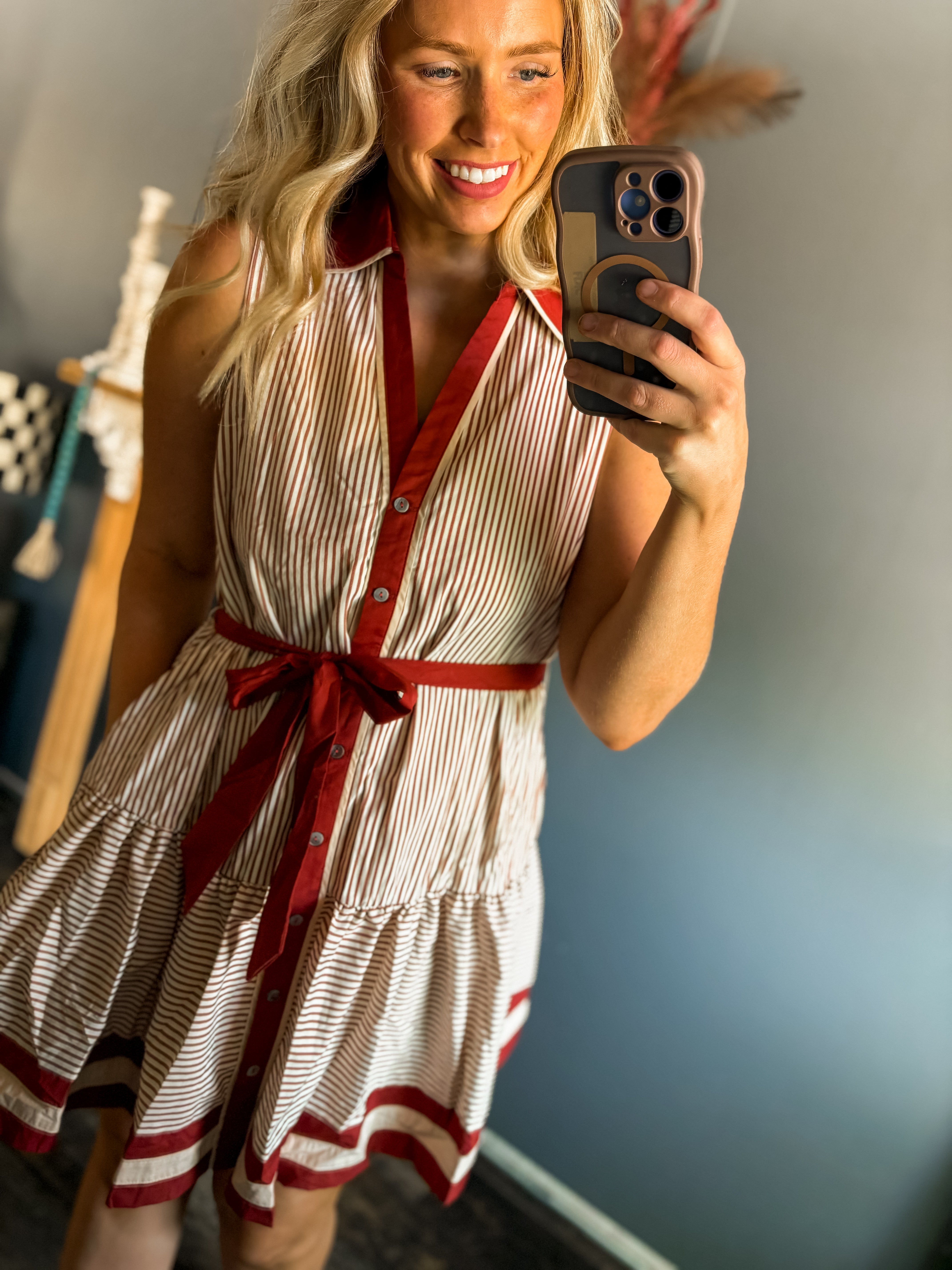 W10 Rust button up dress