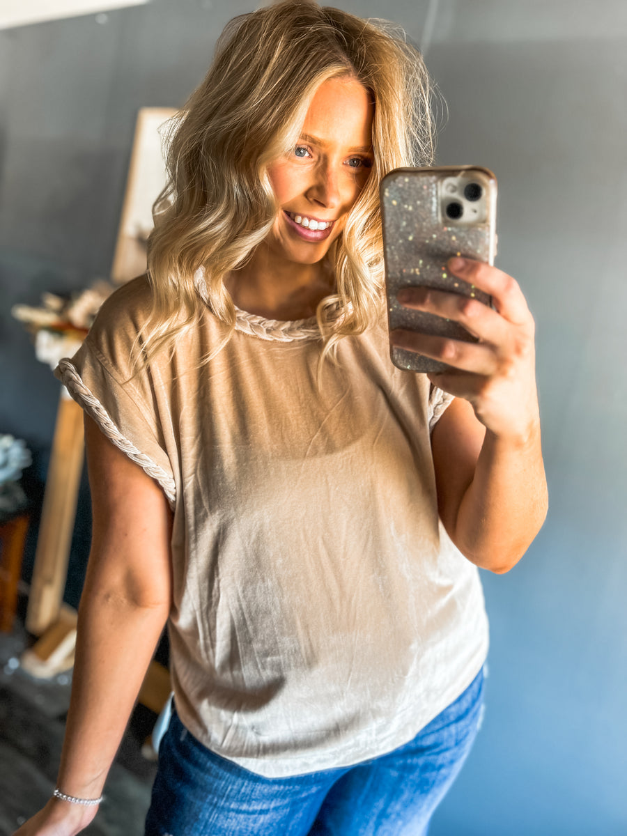 Velvet braided top